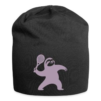 Sloth Silhouette Tennis Serve Minimaliste - Bonnet en jersey - noir - Devant