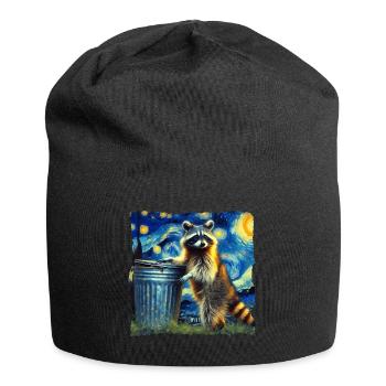 Raccoon Starry Night - Jersey Beanie - black - Front