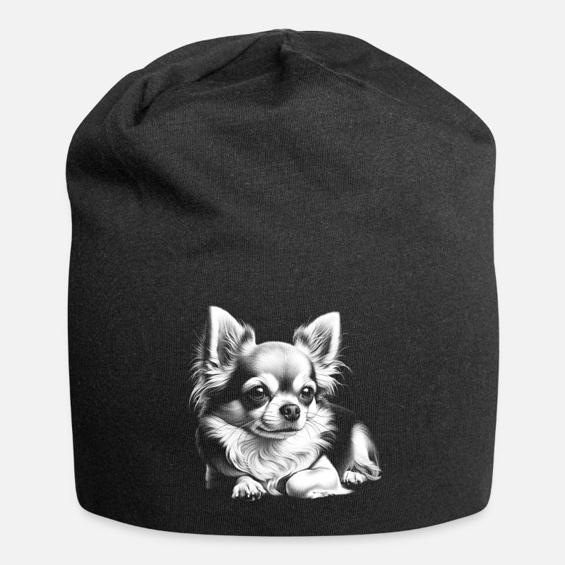 Chihuahua mignon dans la pose allongée - Bonnet en jersey - noir