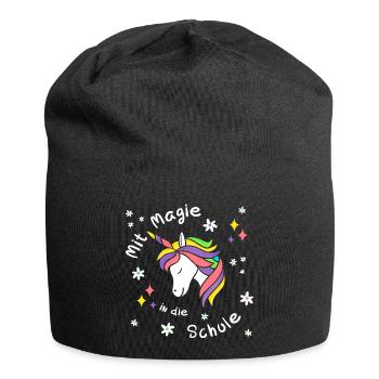 Mit Magie in die Schule - Einhorn - Einschulung - Jersey-Beanie - Schwarz - Vorne