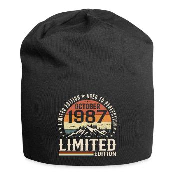 Né en octobre 1987 - cadeau millésime Octobre 1987 - Bonnet en jersey - noir - Devant