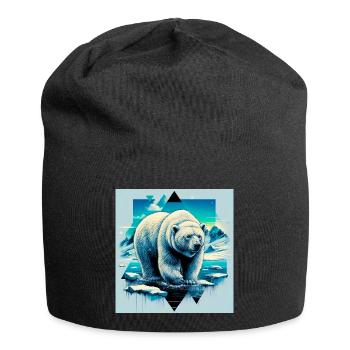 ours blanc - Bonnet en jersey - noir - Devant