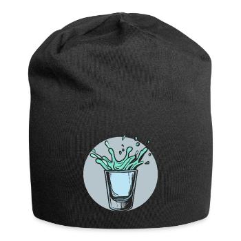 Spritziges Glas-Splash Motiv - Jersey-Beanie - Schwarz - Vorne