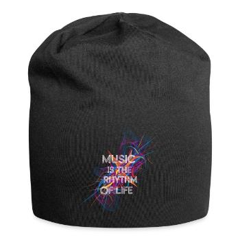 Musik ist der Rhythmus des Lebens - Jersey-Beanie - Schwarz - Vorne