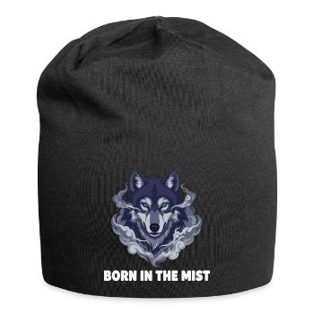 Nebelwolf: Wolfkopf in the haze - Jersey Beanie - black - Front
