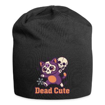 Squelette de chat mort mignon - Bonnet en jersey - noir - Devant