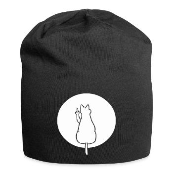 Katze Katzen Cat Kätzchen Mieze Mittelfinger - Jersey-Beanie - Schwarz - Vorne