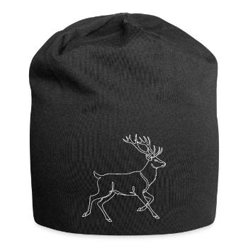 Minimalist Deer Silhouette Antlers Deer - Jersey Beanie - black - Front