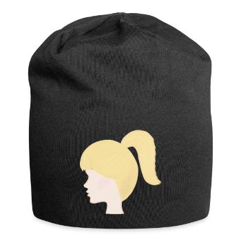 Poupée jouet à queue de cheval blonde - Bonnet en jersey - noir - Devant