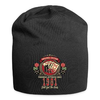 Poker T-Shirt 1981 Geburtstag, Poker Legende Shirt - Jersey-Beanie - Schwarz - Vorne