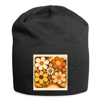 Retro flowers in shades of yellow - Jersey Beanie - black - Front