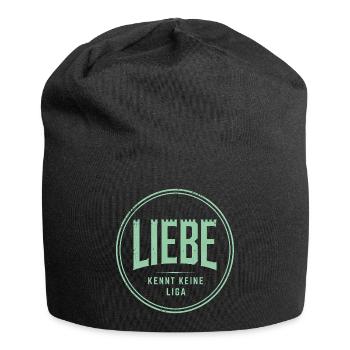 Liebe kennt keine Liga - Jersey-Beanie - Schwarz - Vorne