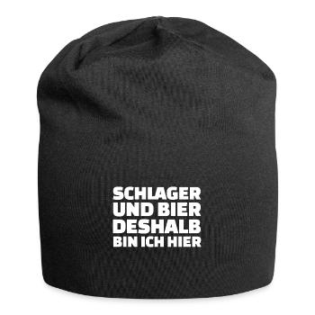 Schlager und bier deshalb bin ich hier - Jersey-Beanie - Schwarz - Vorne