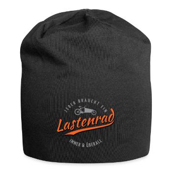 Jeder braucht ein Lastenrad - Jersey-Beanie - Schwarz - Vorne
