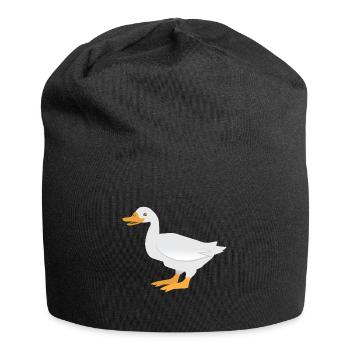 Canard blanc debout - Bonnet en jersey - noir - Devant