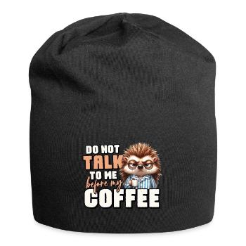 Hérisson au café - Bonnet en jersey - noir - Devant