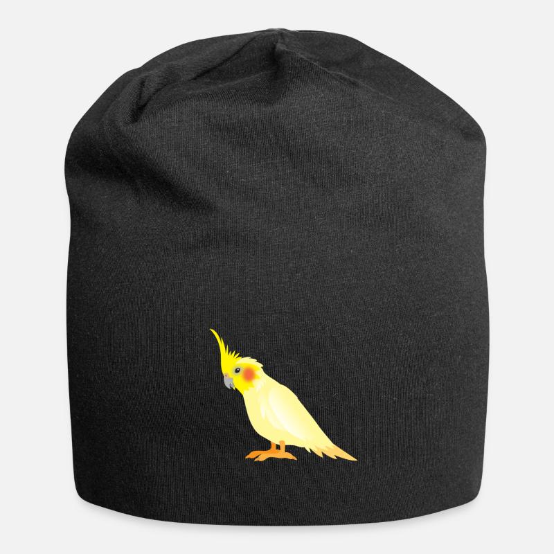 Realistic yellow cockatiel with red cheeks - Jersey Beanie - black