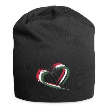 Heart brush flag of Hungary - Jersey Beanie - black - Front