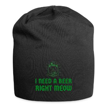 I need a beer right meow - Jersey-Beanie - Schwarz - Vorne