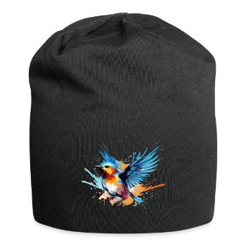 Blaumeise Farbkleckse Farbspritzer - Jersey-Beanie - Schwarz - Vorne