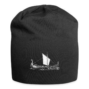 Viking motif> Viking boat - long ship - Jersey Beanie - black - Front