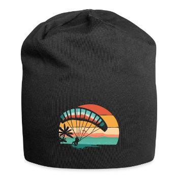 Paragliding Vintage Retro Sonnenuntergang - Jersey-Beanie - Schwarz - Vorne