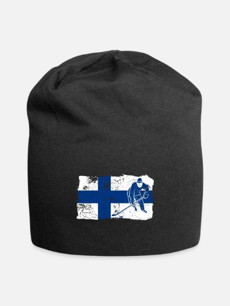 Finnland Suomi Eishockey Helsinki Geschenk - Jersey-Beanie - Schwarz