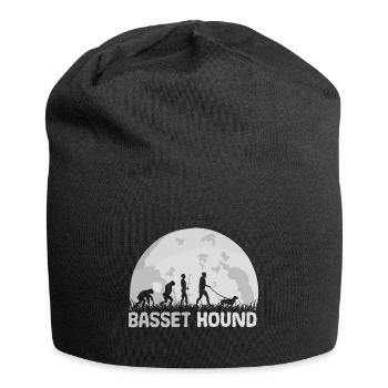 Basset Hound Hund Evolution Mond - Jersey-Beanie - Schwarz - Vorne