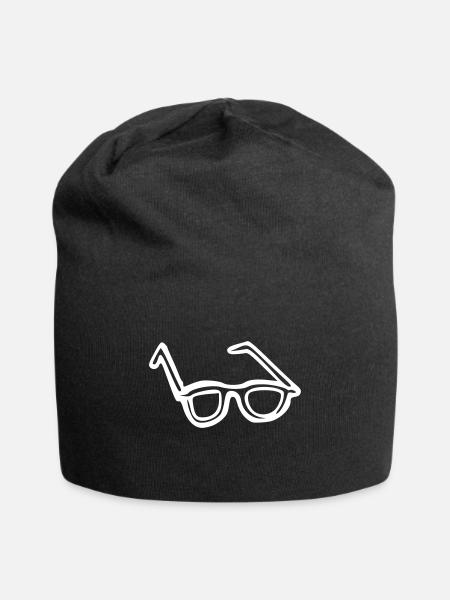 Brille - Jersey-Beanie - Schwarz