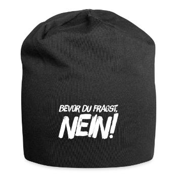 Lustiger Spruch - Jersey-Beanie - Schwarz - Vorne