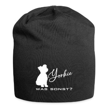 Yorkshire Terrier Yorkie Silhouette - Jersey-Beanie - Schwarz - Vorne