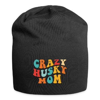 Crazy Husky Mom - Geschenk für Frauchen - Jersey-Beanie - Schwarz - Vorne