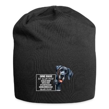 Ohne Dogge ist alles doof Dogge Halter Geschenk - Jersey-Beanie - Schwarz - Vorne