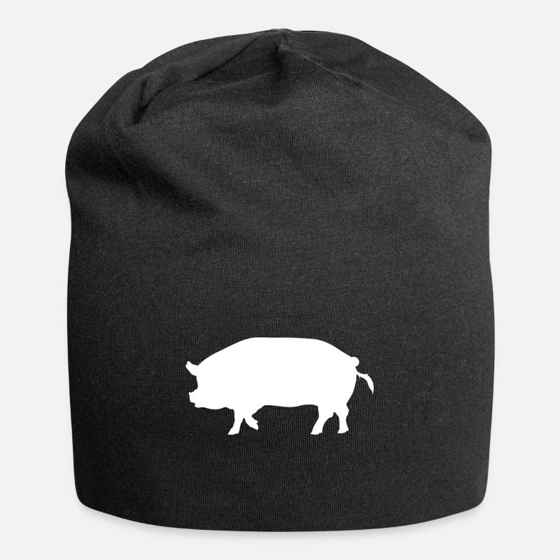 Schwein - Jersey-Beanie - Schwarz