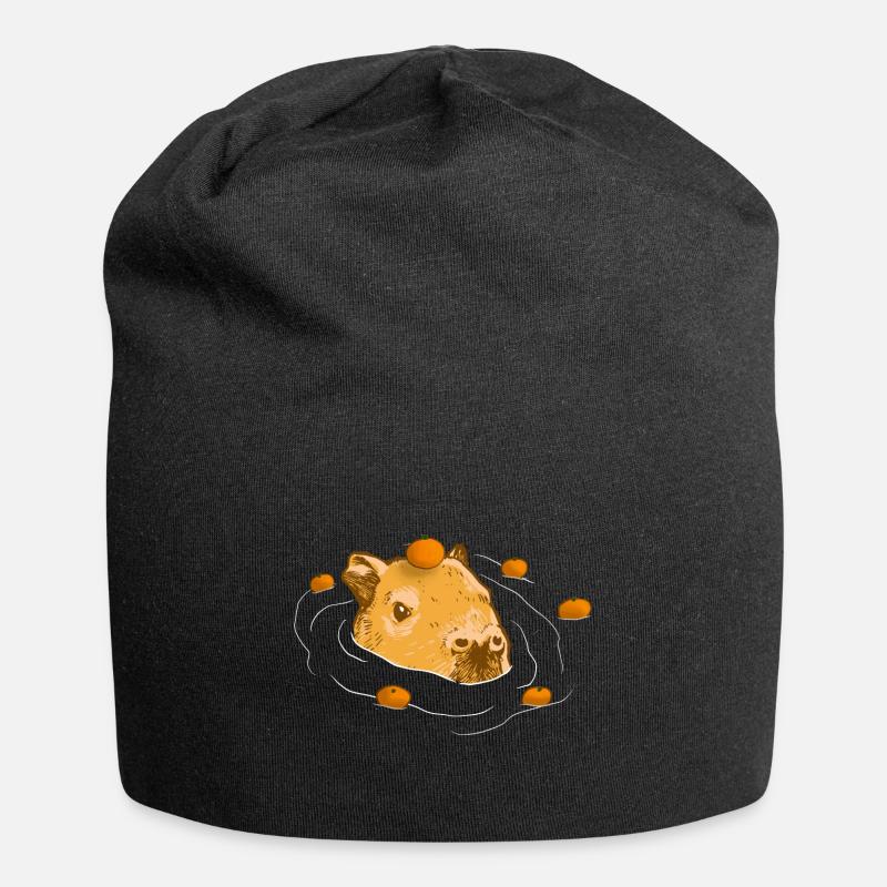Capybara Orange Meme Design - Jersey-Beanie - Schwarz