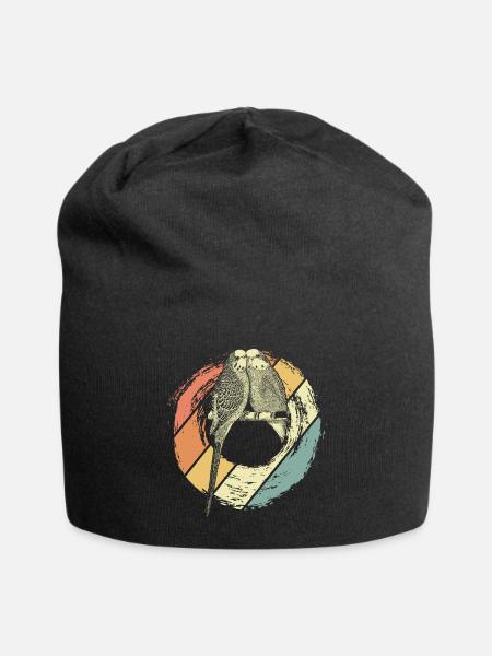 Wellensittich - Jersey-Beanie - Schwarz