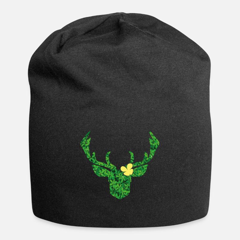 Deer with flower in yellow extra exceptional - Jersey Beanie - black