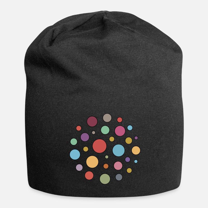 Bunte Punkte - Jersey-Beanie - Schwarz