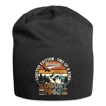 Vintage 1962 August 60th Birthday Gift Fun - Jersey Beanie - black - Front