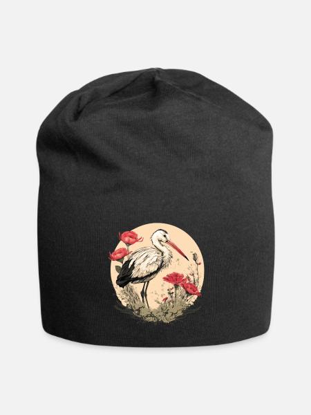 Storch Weißstorch - Jersey-Beanie - Schwarz