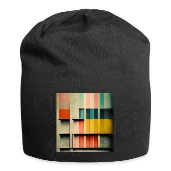 Bauhaus - Pastellfarbene Architekturillustration - Jersey-Beanie - Schwarz - Vorne