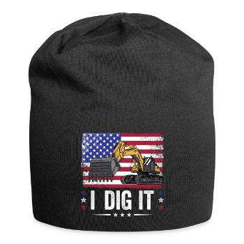 Retro Bagger Spruch Baggerfahrer Baustelle - Jersey-Beanie - Schwarz - Vorne