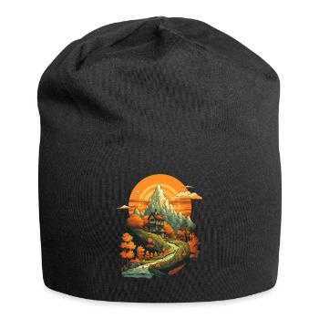 Herbstliche Landschaft - Jersey-Beanie - Schwarz - Vorne