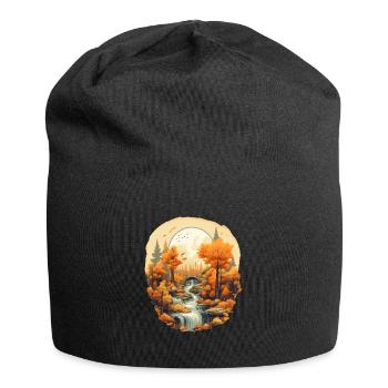 Herbstliche Landschaft - Jersey-Beanie - Schwarz - Vorne
