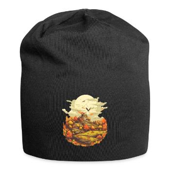 Herbstliche Landschaft - Jersey-Beanie - Schwarz - Vorne