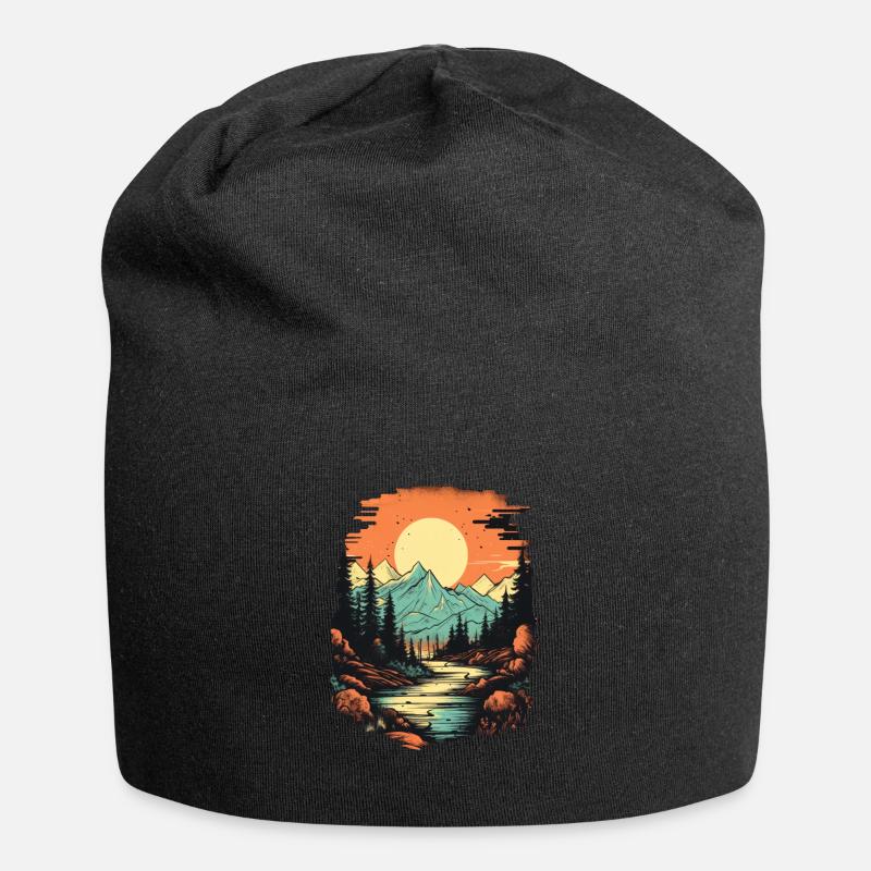 Landschaft - Jersey-Beanie - Schwarz