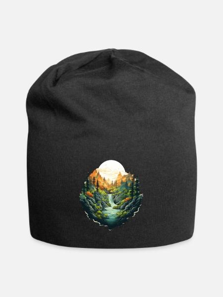 Landschaft - Jersey-Beanie - Schwarz