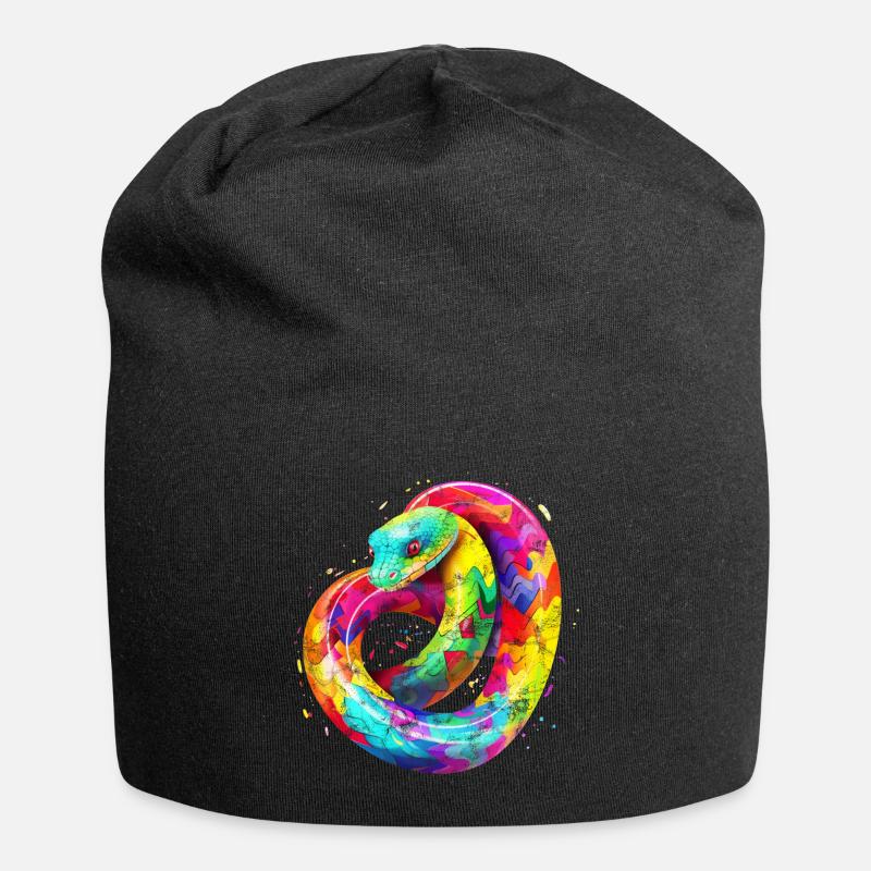 Regenbogen Schlange - Jersey-Beanie - Schwarz
