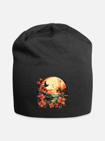 Tropisch - Jersey-Beanie - Schwarz