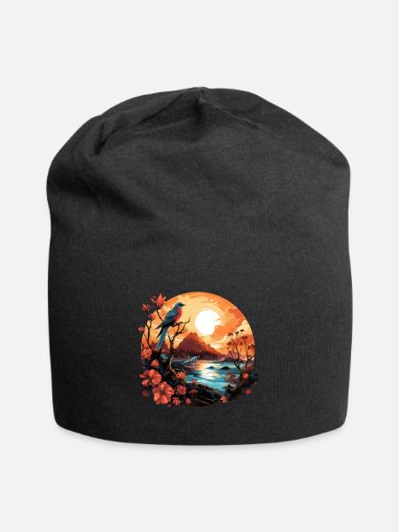 Tropisch - Jersey-Beanie - Schwarz